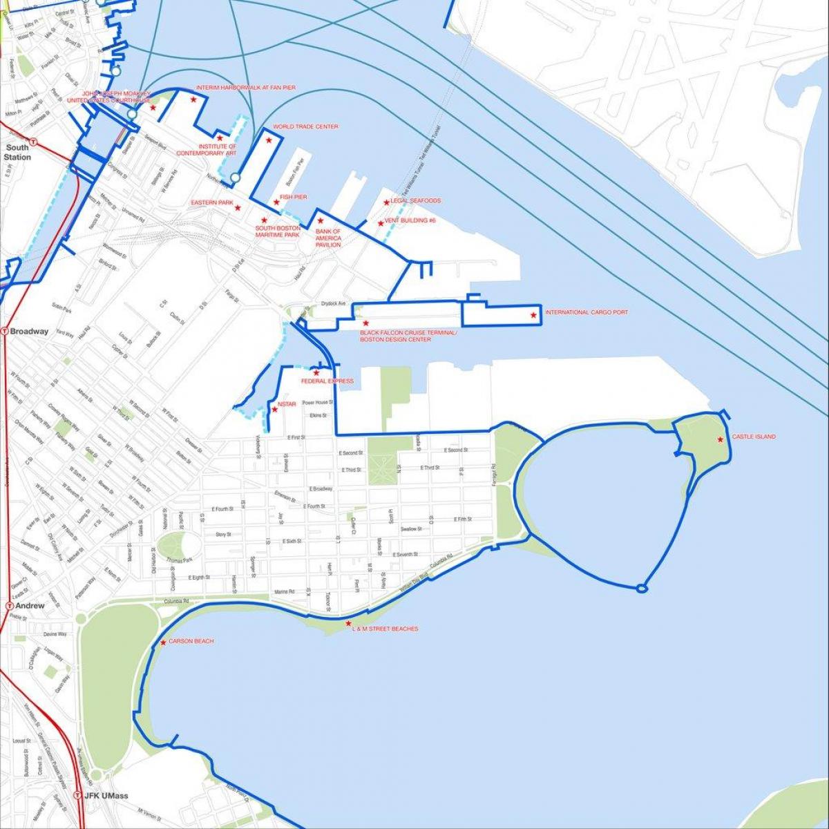 港湾步道波士顿的地图