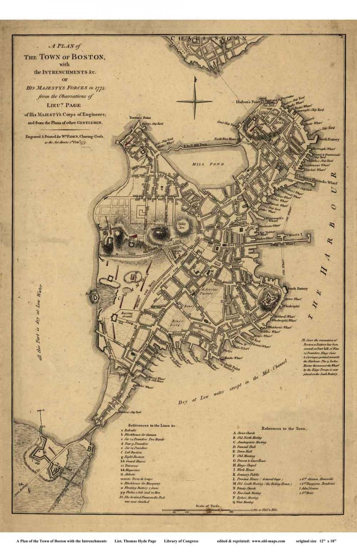 地图的历史性的波士顿