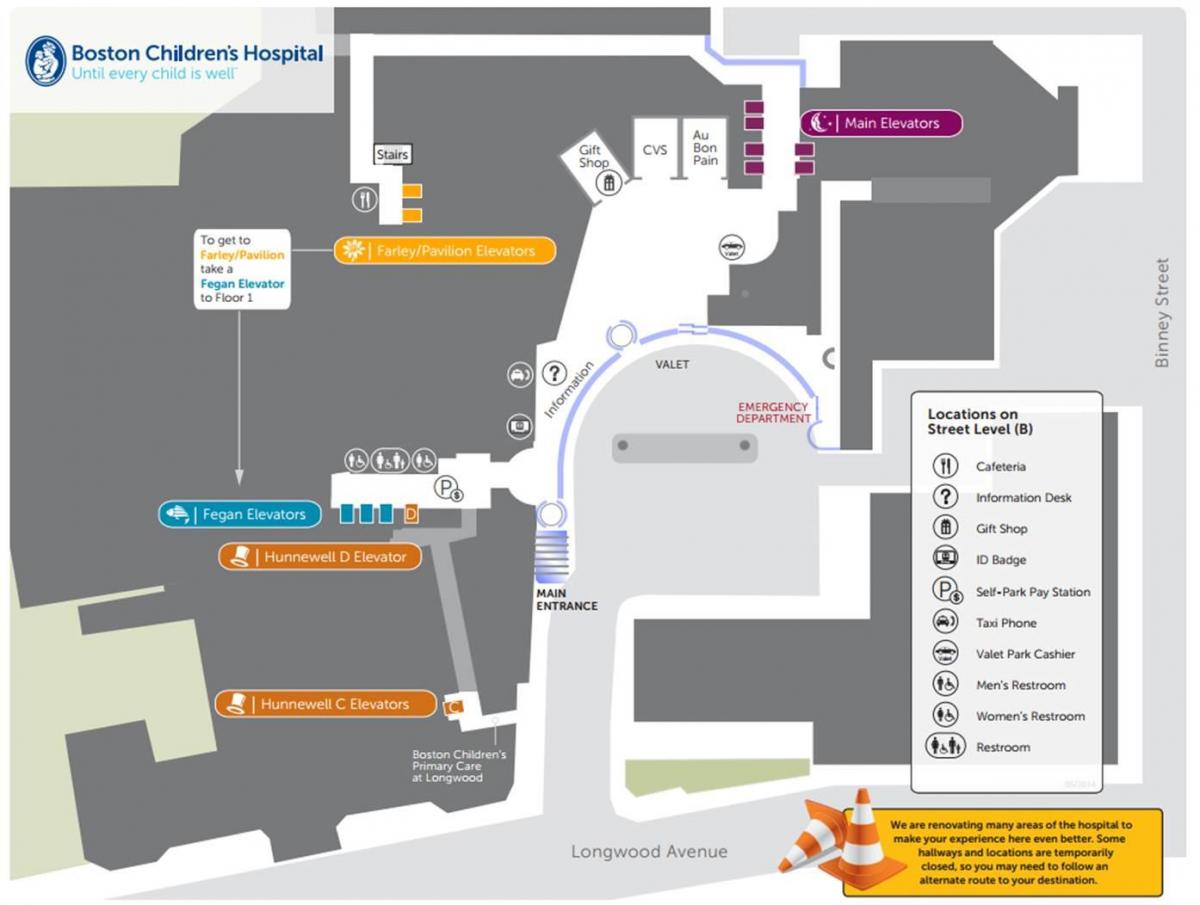 儿童医院波士顿的地图