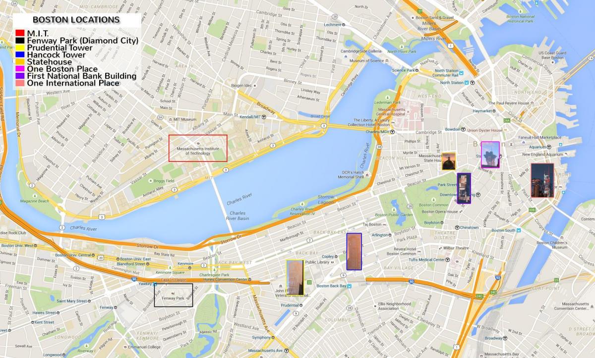 地图的波士顿市中心