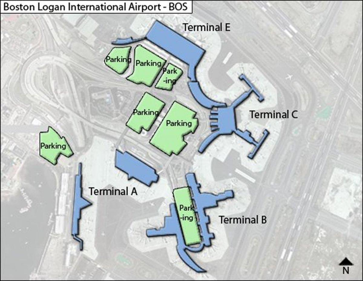 地图的波士顿洛根机场
