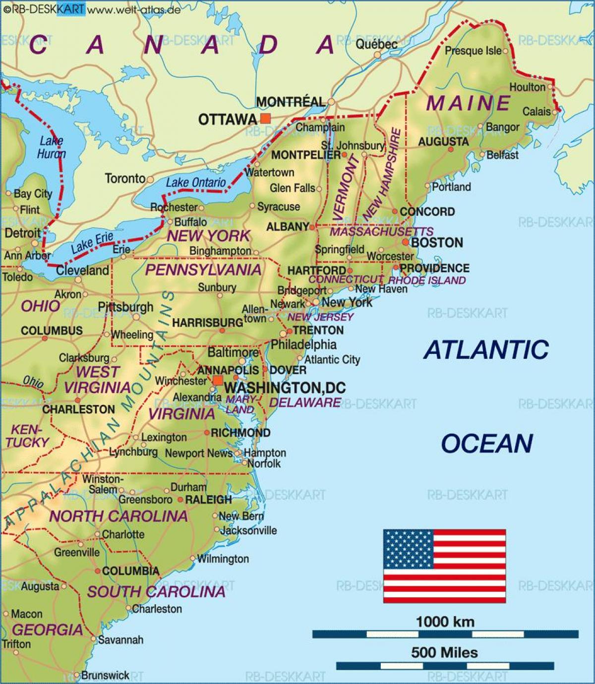 波士顿的美国地图