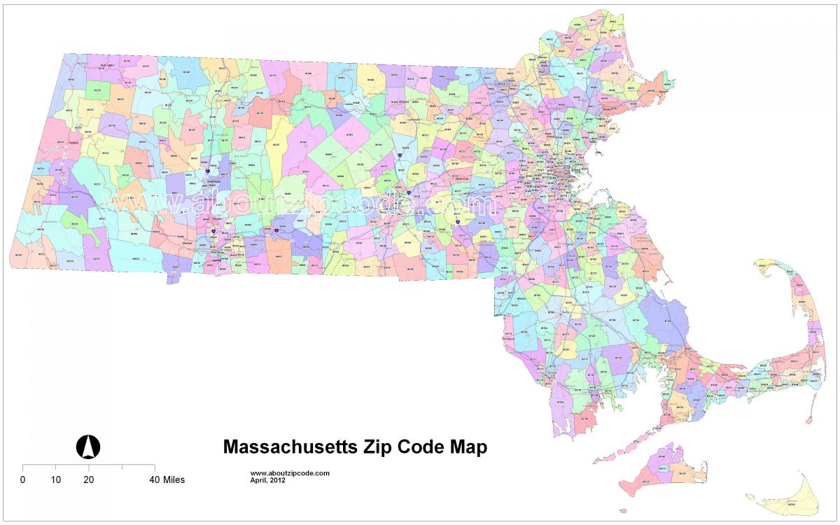 邮政编码的地图的波士顿