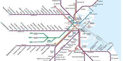 通勤铁路线图的波士顿